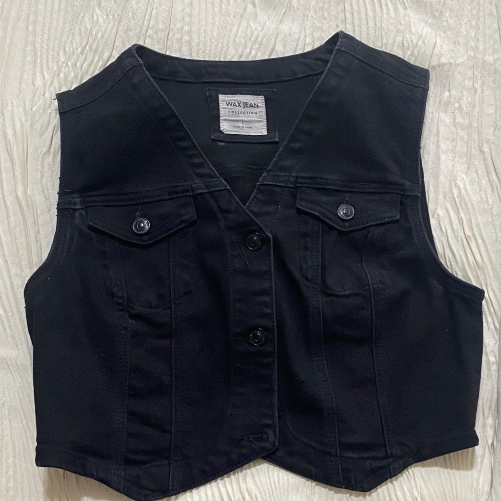 Wax Jean Black Sleeveless Vest
